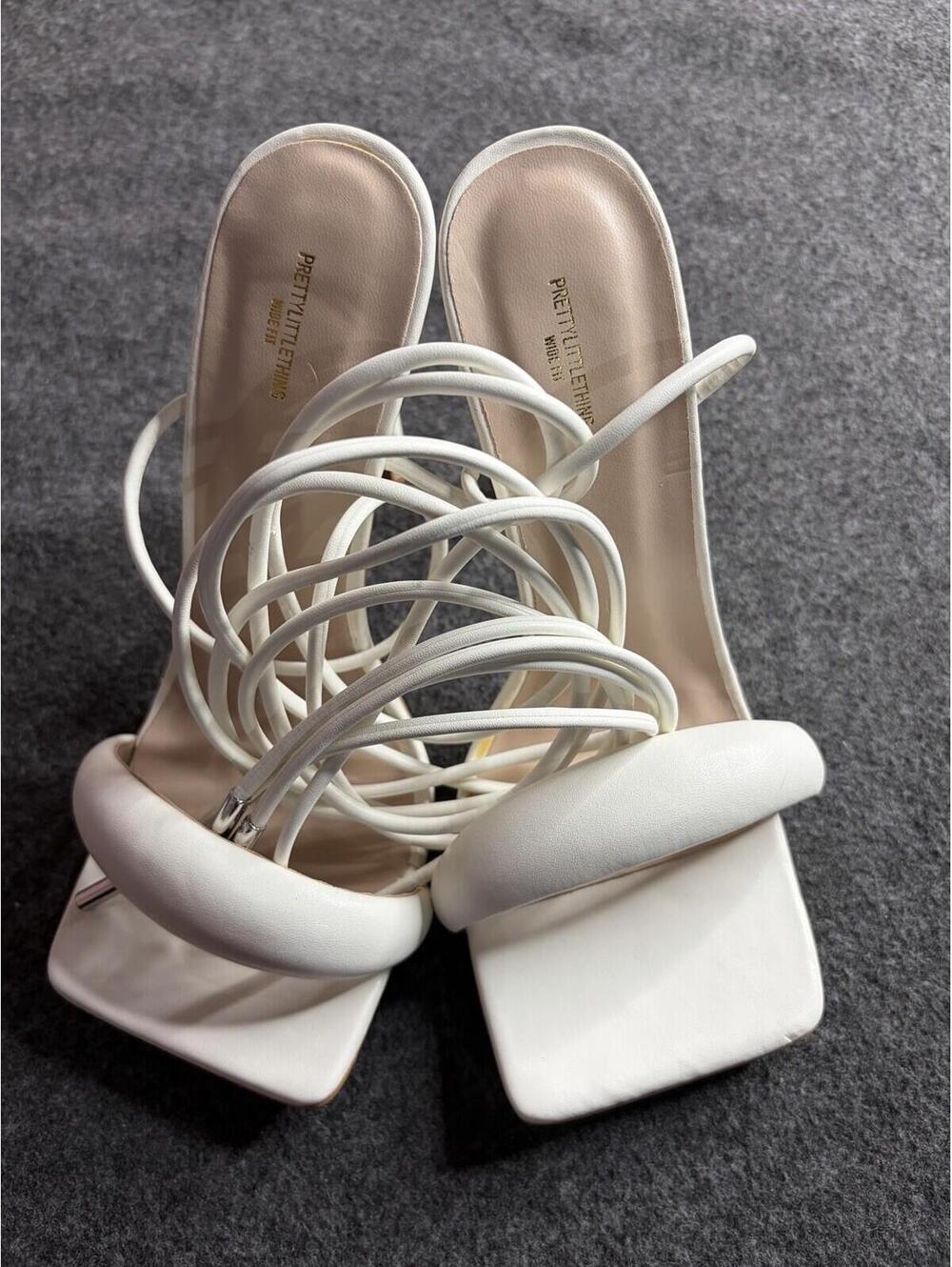 Pretty Little Thing Beige Strappy Heels Women's Size 4 NEW